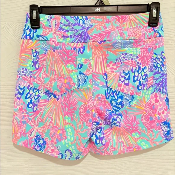 Lilly Pulitzer Pink and Blue Floral Athletic Shorts - Picture 3 of 4